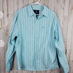 Duck Head Striped Button Down Shirt Blue Size XL